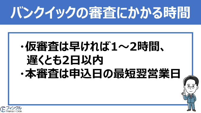 バンクイックの審査にかかる時間