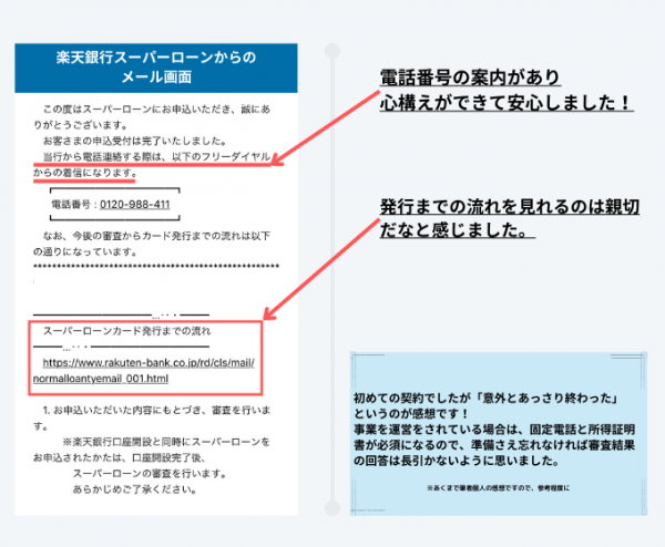 楽天銀行スーパーローンのメール画面