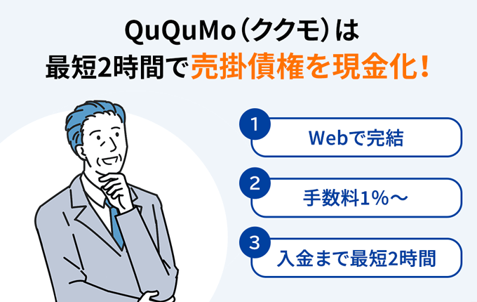 QuQuMoは最短2時間で売掛債権を現金化!