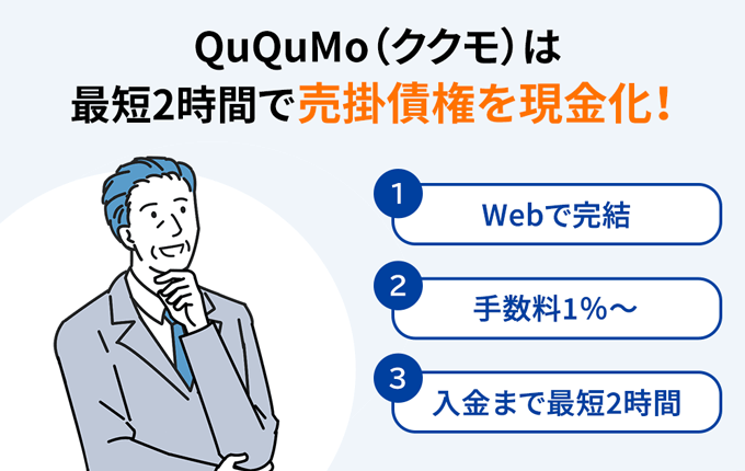 QuQuMoは最短2時間で売掛債権を現金化！